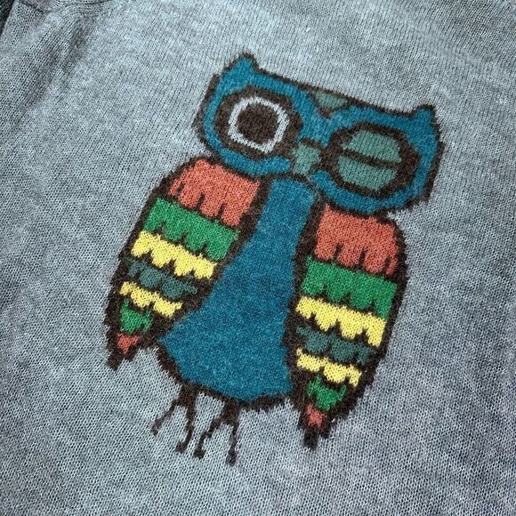 Woolrich winking owl print frost grey wool crew neck sweater S - Picture 4 of 11